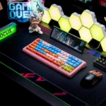 Handcrafted Mario Keycaps Set from various angles, featuring iconic Super Mario characters and vibrant game designs crafted in durable resin for gaming keyboard.