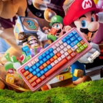 Handcrafted Mario Keycaps set display iconic Super Mario characters, vibrant resin, and durable embedded legends for gaming keyboards.