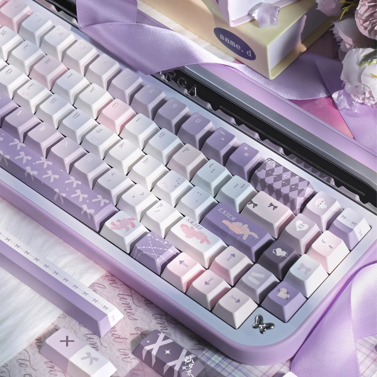 Whimsical Marionette Puppet PBT Keycaps Set, showing intricate dye-sublimated puppet characters on premium PBT. Artistic, nostalgic design.