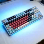 Fierce Godzilla PBT keycaps set gallery. Angular, translucent, shine-through side-printed design from various artistic angles, perfect for backlit keyboard.