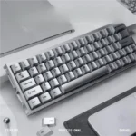 Multiple angles of the premium Metallic silver PBT keycap set, showcasing its sleek, minimalist design and modern sophistication for an elevated keyboard aesthetics.