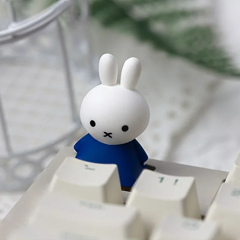 Adorable Miffy & Friends handcrafted resin ESC keycap, featuring whimsical characters in vibrant colors, a charming and cute desk accent.