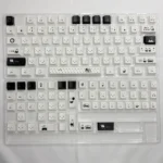 Detailed shot of Miffy PBT keycaps set, displaying iconic Miffy & Friends characters in crisp design. Durable and backlit for joyful typing.