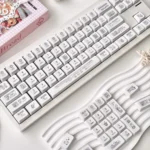 Gentle Miffy Pixel Art 118-key keycaps set, showcasing charming, whimsical Miffy characters in a soft, retro style. Playful keyboard upgrade.