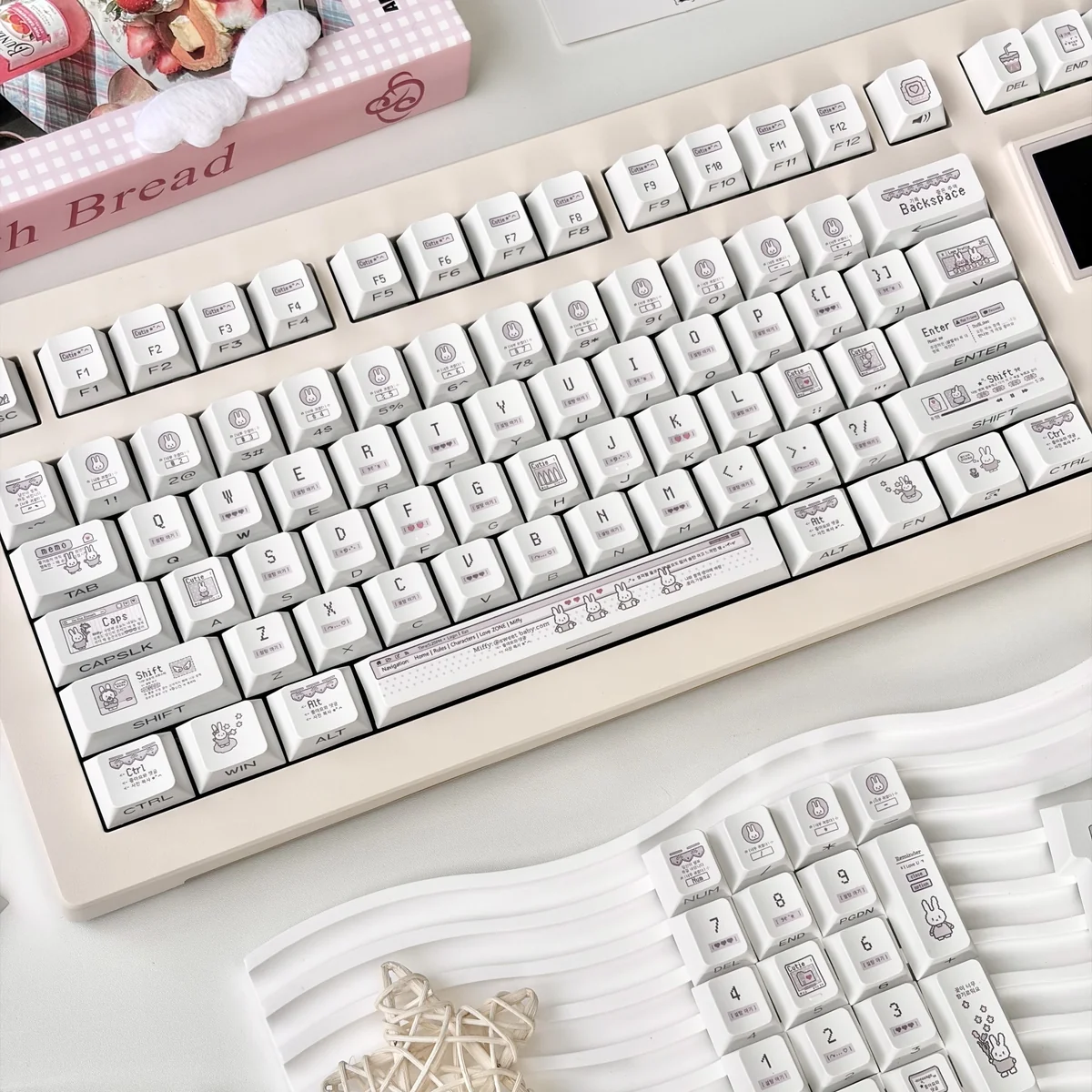 Charming Miffy Pixel Art Keycap Set, showcasing gentle, whimsical retro Miffy characters that bring a playful touch to any keyboard.