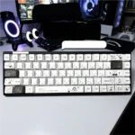 A whimsical Miffy keycap set, an iconic white bunny bringing nostalgic joy and vibrant cartoon charm to a minimalist keyboard setup.