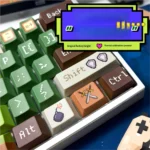Vibrant Minecraft keycap set displaying iconic pixelated characters and blocks from various angles, ideal for playful gaming keyboard personalization.