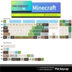 Dynamic view of a vibrant Minecraft gaming keycap set, featuring pixelated Creeper and iconic game blocks, perfect for unique keyboard personalization.