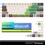 Iconic Minecraft keycap set for 60-68 layout keyboards. Vibrant pixelated designs with game characters offer playful keyboard personalization.