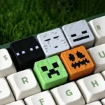 Vibrant handcrafted resin Minecraft ESC keycap, showcasing iconic pixel art design for gamers and collectors.