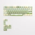Unique angle of Serene Mountain Stream Side-Lit PBT Keycap Set, highlighting luminous side-engraved legends and tranquil design on durable PBT.