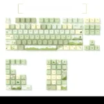 Serene Mountain Stream side-lit PBT keycap set, showcasing tranquil luminous side-engraved legends across a complete standard layout.
