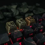 Premium handcrafted MSI Logo artisan keycap, multi-angle view, showcasing its industrial retro design, iconic logo, metallic luster, and tactile feel.