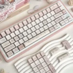 My Melody Sweet Date MDA keycaps in pastel hues, featuring whimsical My Melody illustrations for charming kawaii keyboard customization.