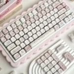 My Melody Sweet Date 134-keycap set, with delightful pastel hues whimsical illustrations and a unique MOA height, brings charming customization to your keyboard.