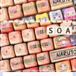 Close-up of the vibrant PBT dye-sub Naruto keycaps set, revealing crisp anime-inspired designs and iconic ninja motifs for an immersive experience.
