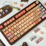 Detailed side view of the vibrant PBT dye-sub Naruto keycaps set, revealing crisp anime-inspired designs and iconic ninja motifs for an immersive experience.