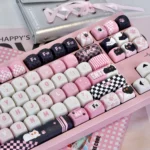 Mischievous Naughty Cat PBT artisan keycap set gallery. Showcasing vibrant dye-sub colors and smooth MOA profile for mechanical keyboards.
