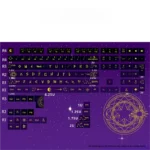 Night Sky PBT translucent keycaps set with glowing side-engraved legends, captured from various angles to reveal their ethereal, cosmic wonder and starry design.