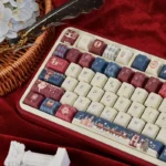 Whimsical Nutcracker PBT Dye-Sub Keycaps Set. Enchanting ballet motifs, festive colors, and whimsical characters from various angles. Artistic Nutcrackers design.