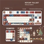 Artistic close-up of the Whimsical Nutcracker PBT dye-sub keycaps set, revealing enchanting ballet character illustrations and vibrant festive colors.