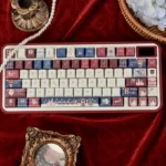Whimsical Nutcracker PBT Dye-Sub Keycaps Set shown on a mechanical keyboard, featuring enchanting ballet motifs and vibrant, festive character illustration design.