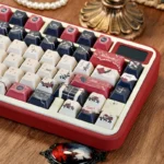 Artistic gallery of Palace Secret PBT Dye-Sub Keycaps Set, showcasing intricate regal motifs and mysterious designs from multiple angles. Captures ancient design.