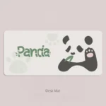 Panda Desk Mat, durable panda illustrations. Various angles showcase premium, charming desk setup art.