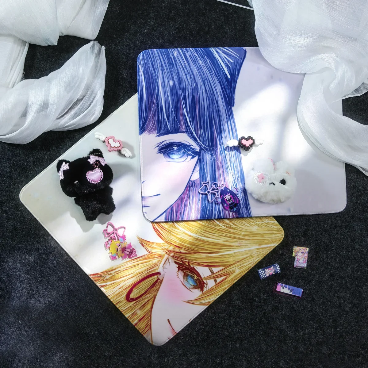 Vibrant Panty Stocking mouse pad displaying exclusive, bold anime art of iconic characters, celebrating your passion with playful style.