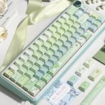 Gardenia Green Grape Series Keycap Set, featuring fresh muted green and creamy white keycaps for a minimalist, elegant keyboard aesthetic.