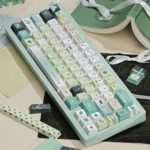 Literary Quest PBT keycap set, dye-sublimated with ancient motifs, showcasing durable PBT keycaps from various artistic angles, evoking wisdom.
