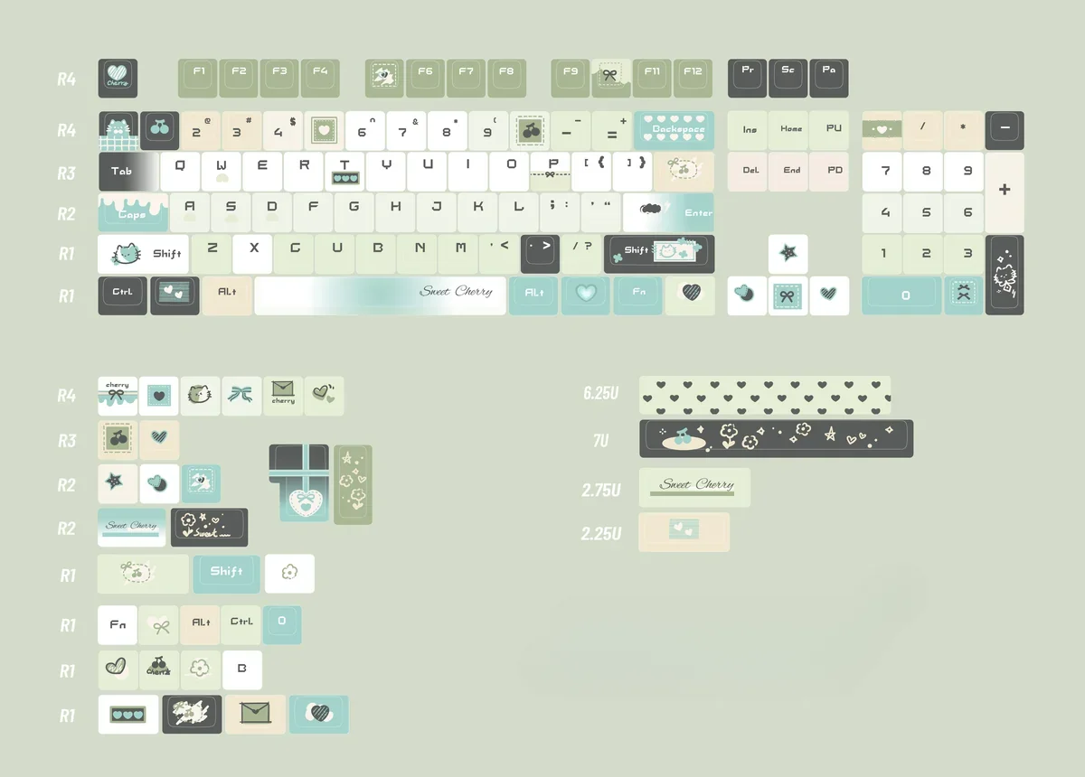 Literary Quest 144-key PBT keycap set, dye-sublimated with ancient motifs. Durable, artistic, boxed for your quest.