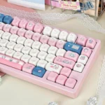 Pure Heartbeat PBT Keycap Set from multiple angles, emphasizing crisp dye-sub legends, durable PBT, and ergonomic design. Showcases its serene, ethereal design.