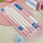 Pure Heartbeat PBT Keycap Set gallery: Durable PBT, crisp dye-sub legends, ergonomic comfort, serene, ethereal aesthetic.