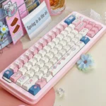 Elegant 150-key Pure Heartbeat PBT keycap set, boxed, featuring durable dye-sub legends and a serene, minimalist aesthetic for ergonomic setup.