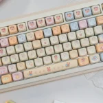 A playful collection of Bubble Capybara PBT MOA keycaps set, showcasing adorable capybara designs and smooth MOA profile from various angles. Perfect for customization.