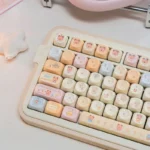 Playful Bubble Capybara PBT MOA keycaps set, displayed from multiple angles. Notice the smooth MOA profile, durable PBT, and adorable Capybara designs.