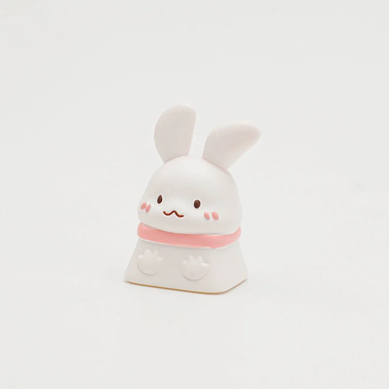 Adorable Pet Cafe ESC keycaps showcasing whimsical rabbit, cat, and Shiba Inu artisan designs from various playful angles, capturing their charming details.