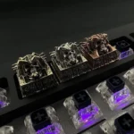 Artisan handcrafted skull keycap, featuring an ancient Egyptian pharaoh design with a dark punk aesthetic, making a unique desktop statement.