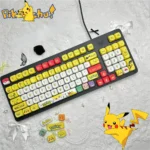 A playful gallery of vibrant yellow Pikachu MOA profile keycaps set, showcasing the full set from various angles, bringing electric charm to your keyboard.