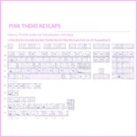 Playful pink Miffy PBT dye-sub translucent keycaps set, featuring charming Miffy illustrations. This iconic set brings a touch of whimsy to any keyboard.