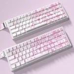 Vibrant Miku Nakano PBT side-lit keycaps set for anime fans, displaying crisp anime art and luminous legends on playful keys.