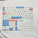 Vibrant 108-key Pokemon PBT MOA dye-sub keycap set, displaying nostalgic character designs and a smooth, uniform profile for mechanical keyboards.