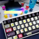 Vibrant premium metallic Pokemon keycap set, a playful artisan collectible showcasing a beloved character with a sleek, durable finish.