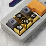 Gallery of Luxury Gold Poker Keycaps, showing premium gilded poker suit arrow keys from various angles, emphasizing their opulent metallic finish.