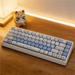 Whimsical Puppy Bagel Keycaps set product images, showcasing unique puppy and bagel illustrations on durable PBT MOA keycaps. See soft, playful designs.
