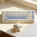 Whimsical Puppy Bagel Keycaps set, showcasing unique puppy and bagel illustrations in soft colors. Durable PBT MOA profile for a playful keyboard.