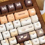 Puppy Squad MAO Keycap Set for mechanical keyboards, shown from multiple angles, highlighting its vibrant cartoon design and playful animal design.