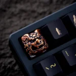 Pure Red Copper Qilin Keycap, an artisan fortune charm. Intricately sculpted mythical Qilin with a lustrous reddish-brown finish, symbolizing prosperity setup.