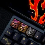 Artisan Pure Copper Qilin Keycap, a fortune charm, featuring an intricate mythical Qilin sculpture with radiant metallic luster for your keyboard.